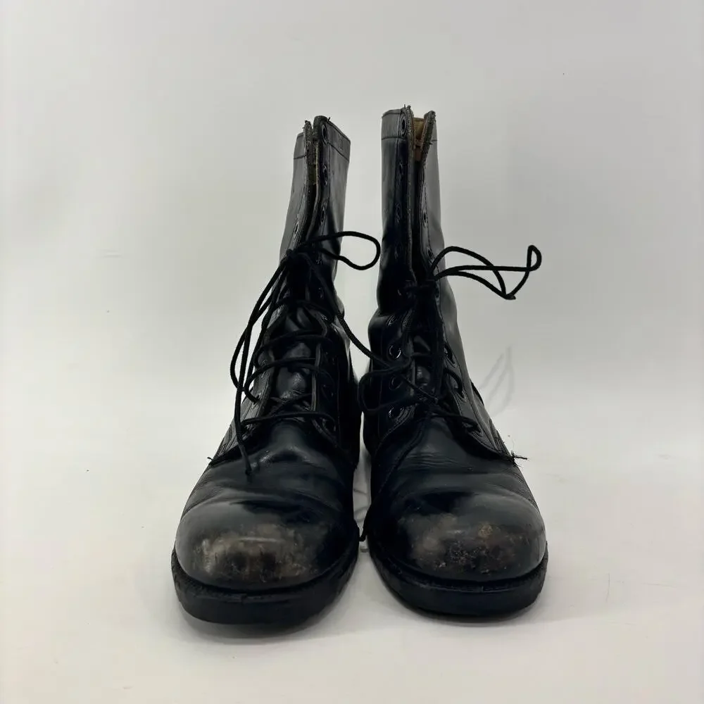 Vintage 1972 Genesco Mens Size 9 Black Tactical Leather Lace-Up Combat Military